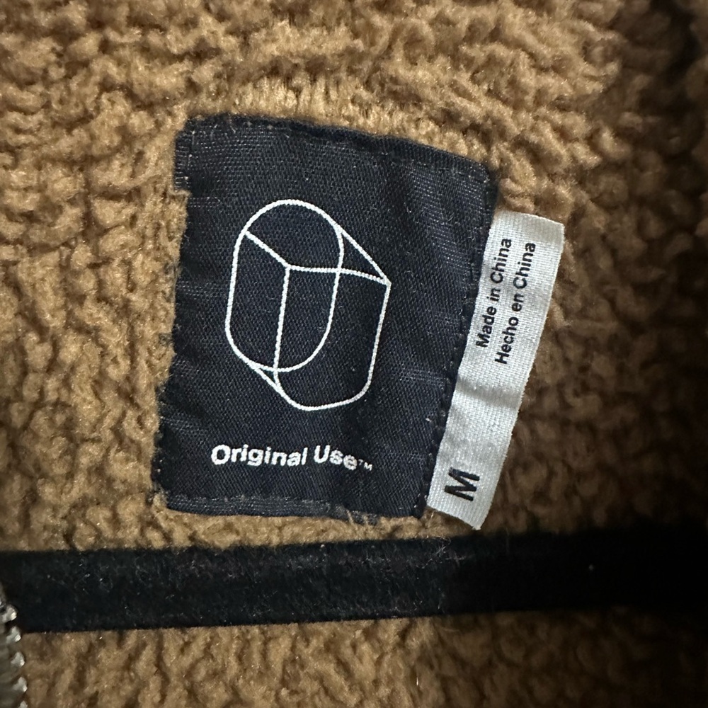 Original Use Brown Sherpa Faux Fur Hoodie Pullover – Men’s Medium - Picture 2 of 9